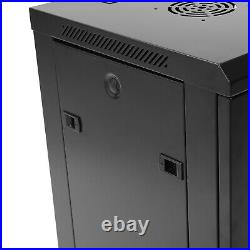 12U Network Server Data Cabinet Enclosure Rack Lock Door With Two Holes Wall Mount