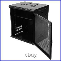 12U Network Server Wall Mount Data Cabinet Enclosure Rack Lock Door with Two Hole