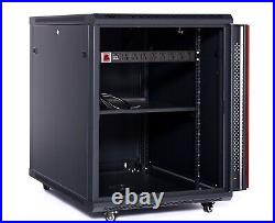 12U Rack 35'' Deep Cabinet Portable Server Data Enclosure on Casters with Bonus