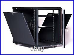 12U Rack 35'' Deep Cabinet Portable Server Data Enclosure on Casters with Bonus
