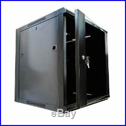 12U Server Rack Cabinet Enclosure Wall Mounted WithLocking Glass Door 23.6 in dept