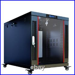 12U Server Rack Cabinet Premium Enclosure 900 Wheels-Thermosystem-LCD Screen