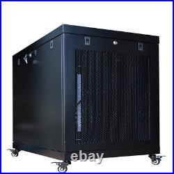 12U Server Rack Cabinet Premium Enclosure 900 Wheels-Thermosystem-LCD Screen