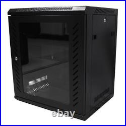 12U Wall Mount Network Server Cabinet Enclosure Rack with Cooling Fan Office NEW