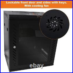 12U Wall Mount Network Server Cabinet Enclosure Rack with Cooling Fan Office NEW