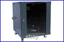 12U Wall Mount Network Server Cabinet Rack Enclosure Glass Door Lock 600mm