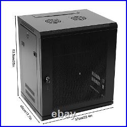 12U Wall Mount Network Server Data Cabinet Enclosure Rack Lockable Door Black