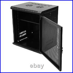 12U Wall Mount Network Server Data Cabinet Enclosure Rack Lockable Door Black