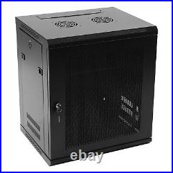 12U Wall Mount Network Server Data Cabinet Enclosure Rack Lockable Door Black