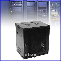 12U Wall Mount Server Rack Data Enclosure Network Cabinet Black 17.7inch Depth