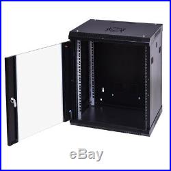 12U Wallmount Network Server Data Cabinet Enclosure Rack with Glass Door Air Fan