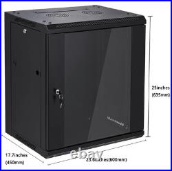12u Wall Mount Server Cabinet Network Rack Enclosure Locking Glass Door By Netec