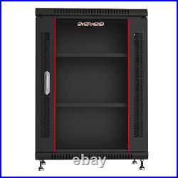 15U 24 Deep Wall Mount Server Cabinet Enclosure Rack Glass Door ACCESSORIE FREE