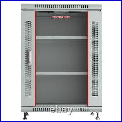 15U IT Rack 24 inch Depth Server Cabinet Light Gray Enclosure with Bonus Free