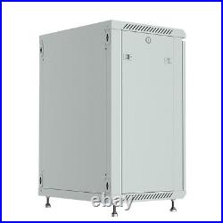 15U IT Rack 24 inch Depth Server Cabinet Light Gray Enclosure with Bonus Free