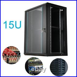 15U Network Server Data Cabinet Wall Mount Rack Enclosure Glass Locking Door