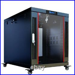 15U Portable Server Rack Cabinet 35'' Depth Enclosure Premium Series on Casters