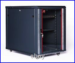 15U Rack Server Cabinet 35 Inch Depth Enclosure with PDU Shelf Fan Casters
