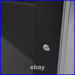 15U Server Cabinet Rack Enclosure Black Wall Mount Network Rack With Glass Door