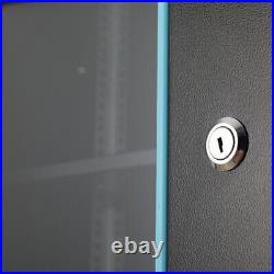 15U Wall Mount Network Server Cabinet Enclosure Rack Lock Multifunctional Black
