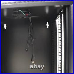 15U Wall Mount Network Server Cabinet Enclosure Rack with Cooling Fan Locking Door