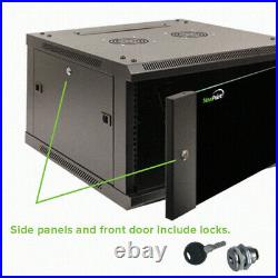 15U Wall Mount Network Server Cabinet Rack Enclosure Glass Door Lock withCasters