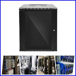 15U Wall Mount Network Server Data Cabinet Enclosure Rack Glass Door Lock 19