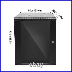 15U Wall Mount Network Server Data Cabinet Enclosure Rack Glass Door Lock 19