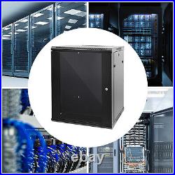 15U Wall Mount Network Server Data Cabinet Enclosure Rack Glass Door Lock 19