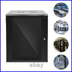 15U Wall Mount Network Server Data Cabinet Enclosure Rack Glass Door Lock 19