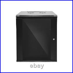 15U Wall Mount Network Server Data Cabinet Enclosure Rack Glass Door Lock 19