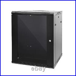 15U Wall Mount Network Server Data Cabinet Enclosure Rack Glass Door Lock 19