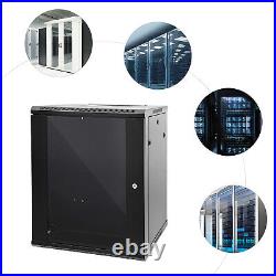 15U Wall Mount Network Server Data Cabinet Enclosure Rack Glass Door Lock 19