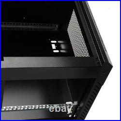 15U Wall Mount Network Server Data Cabinet Enclosure Rack Glass Door Lock with Fan
