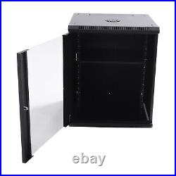 15U Wall Mount Network Server Data Cabinet Enclosure Rack Glass Front Panel New