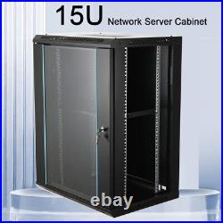 15U Wall Mount Network Server Data Cabinet IT Enclosure Rack Glass Door Lock us