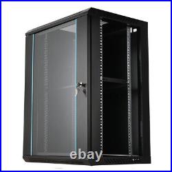 15U Wall Mount Network Server Rack Cabinet Enclosure Door Lock 132.28lbs Black