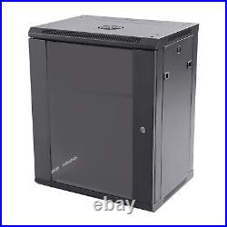 15U Wall Mount Server Data Cabinet Enclosure Rack With Glass Door 60kg/132.28lbs