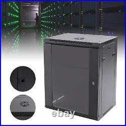 15U Wall Mounted Network Server Data Cabinet Enclosure Rack Glass Door Lock