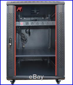 18U 24 Deep Rack Wall/Floor Server Rack Cabinet IT Network Server Enclosure