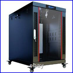 18U 35'' Depth Rack Cabinet IT Server Enclosure Premium Series with Accessories