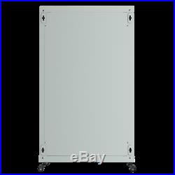 18U IT Portable Server Rack Cabinet 24 Inch Deep Enclosure Light Gray on Casters