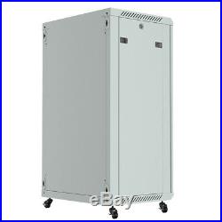 18U IT Portable Server Rack Cabinet 24 Inch Depth Data Rack Enclosure Light Gray