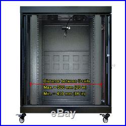 18U IT Portable Server Rack Cabinet 24 Inch Depth Rack Enclosure Premium Series