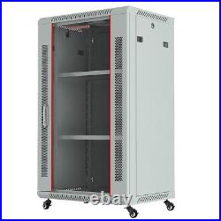18U Server Rack Cabinet Enclosure withCasters 2 Shelves FAN PDU (24x24x35)