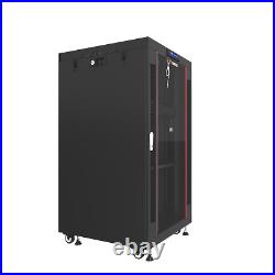 18U Server Rack Cabinet Premium Network Enclosure 24 Depth Data Cabinet wheels
