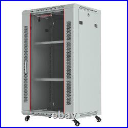 18U Server Rack Cabinet Wall Mount Grey IT Network Data Enclosure 24 Depth