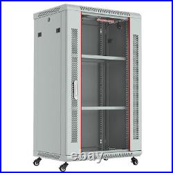 18U Server Rack Cabinet Wall Mount Grey IT Network Data Enclosure 24 Depth