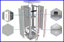 18U Server Rack Cabinet Wall Mount Grey IT Network Data Enclosure 24 Depth
