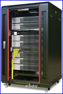 18U Server Rack Locking Network Cabinet Data Enclosure with PDU-Feet-Fan-Shelf